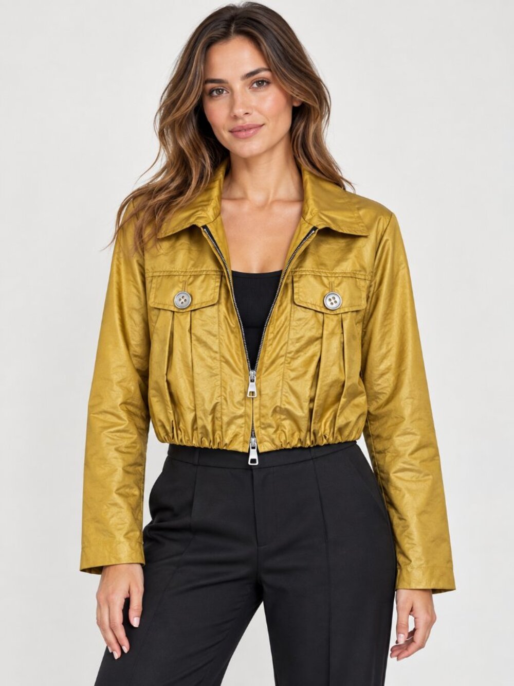 NwT Blacky Dress Berlin Gold Cropped  Jacket with Zip